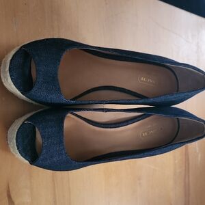 Coach Women's Dark Blue Peep Toe Espadrilles